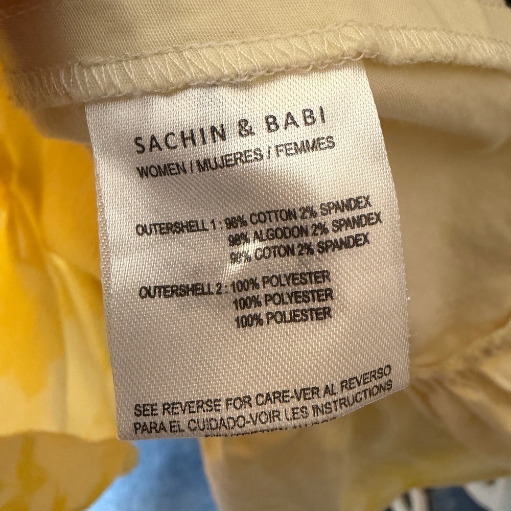 Sachin & Babi x Dillard's Yellow Floral Ruffle Hem Shift Dress Womens Size 2 - Picture 6 of 14